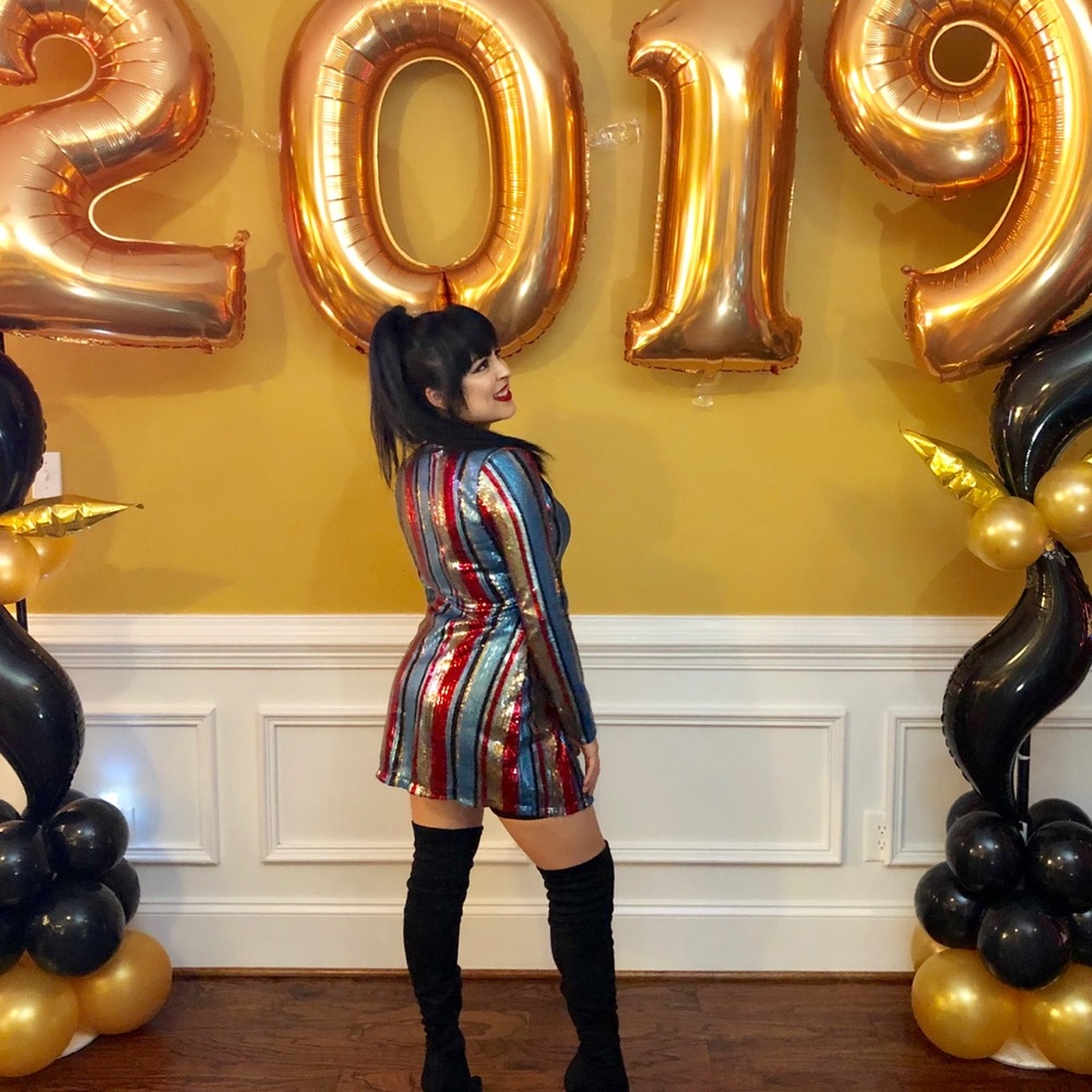 Colorful sequence blazer dress